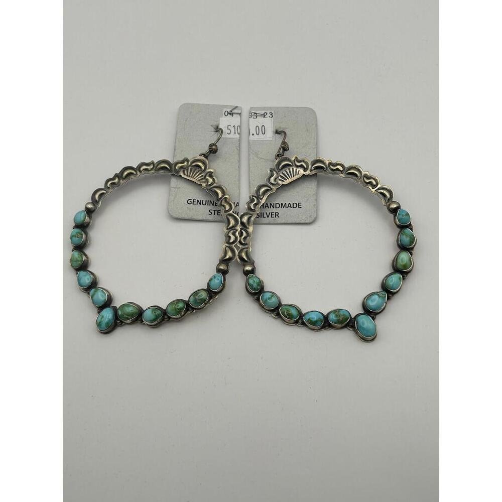 Native Made Sterling Large Hoop Earrings!